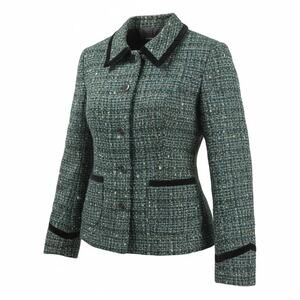 Cynthia Max Size Medium Blazer Green Tweed and Velvet